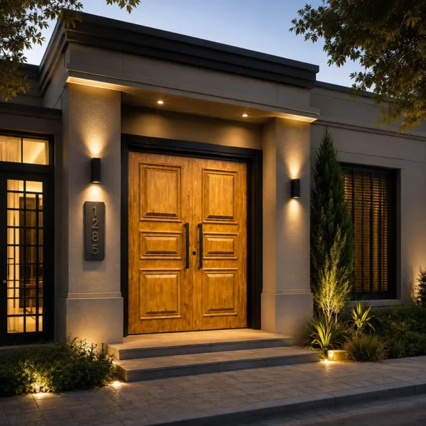 Puerta dos hojas triple Tablero acero reforzada (símil Madera)