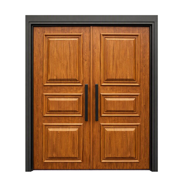 Puerta dos hojas triple Tablero acero reforzada (símil Madera)